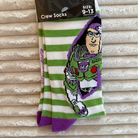 Disney Other - Disney Buzz Lightyear Green and Purple Crew Socks